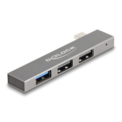 DELOCK USB hub 64274, 3x θυρών, 10Gbps, USB-C σύνδεση, γκρι