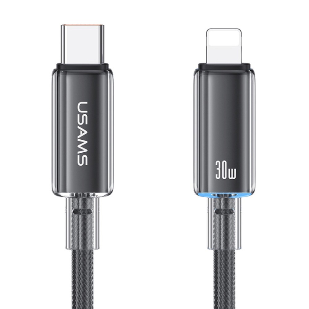 USAMS καλώδιο Lightning σε USB-C US-SJ659, 30W, 480Mbps, 1.2m, μαύρο