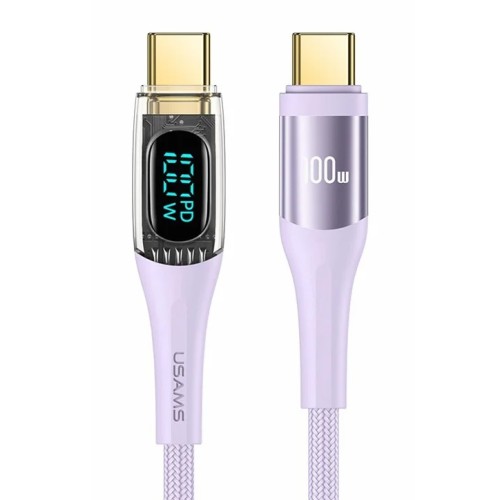 USAMS καλώδιο USB-C σε USB-C US-SJ590, 100W, 480Mbps, 1.2m, μωβ