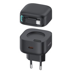 USAMS φορτιστής τοίχου US-CC202 με καλώδιο USB-C, USB-C, 35W GaN, μαύρος