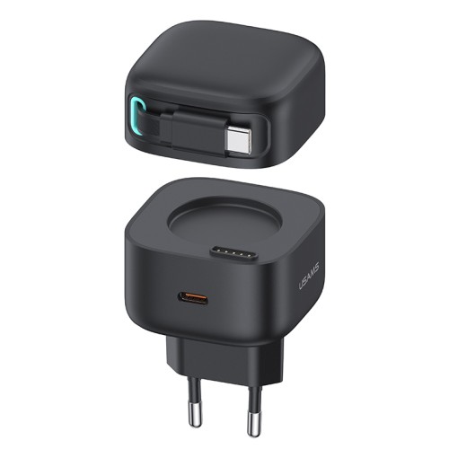 USAMS φορτιστής τοίχου US-CC202 με καλώδιο USB-C, USB-C, 35W GaN, μαύρος