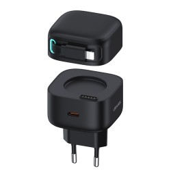 USAMS φορτιστής τοίχου US-CC209 καλώδιο Lightning, USB-C 35W GaN, μαύρος