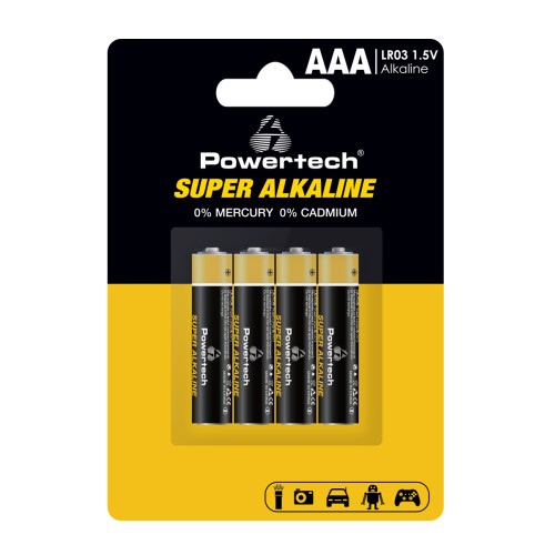 POWERTECH αλκαλικές μπαταρίες Super Alkaline PT-1213, AAA, 1.5V, 4τμχ