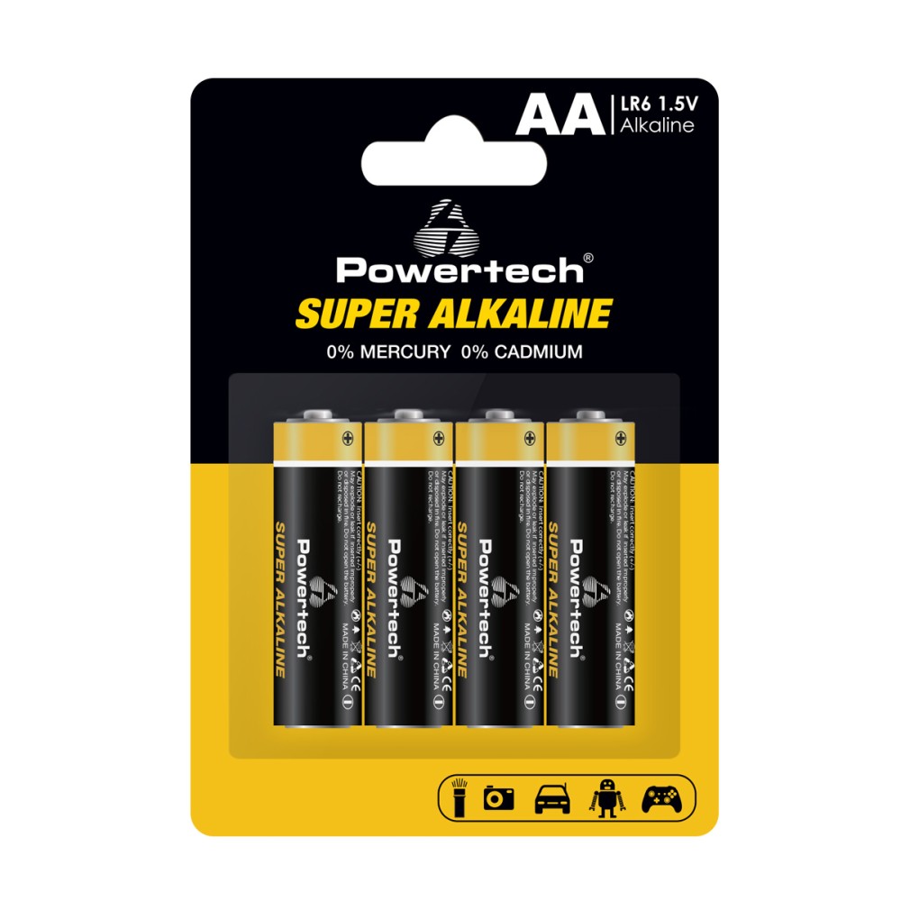 POWERTECH αλκαλικές μπαταρίες Super Alkaline PT-1214, AA, 1.5V, 4τμχ