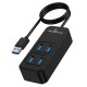 POWERTECH USB 3.2 hub PTR-0157, 4x θυρών, 5Gbps, USB σύνδεση, 1m, μαύρο