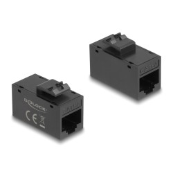 DELOCK Keystone module RJ45 90638, θηλυκό σε θηλυκό, Cat 6A UTP, μαύρο