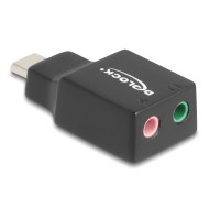 DELOCK εξωτερική κάρτα ήχου 67128, 2x 3.5mm, USB-C σύνδεση, μαύρη