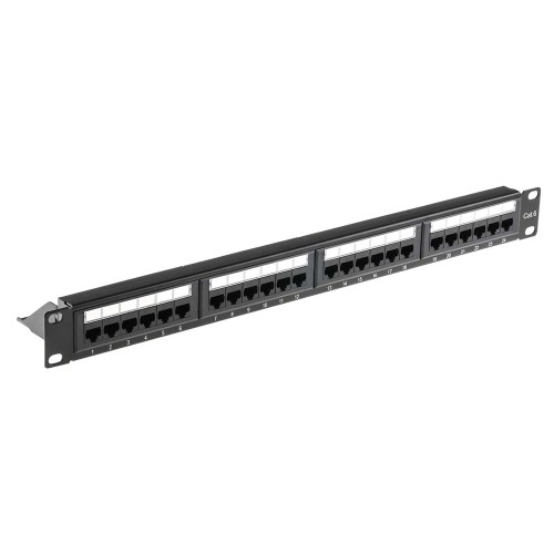 POWERTECH patch panel NETW-0027 για rack 19/1U, 24 θυρών, CAT 6 UTP, μαύρο