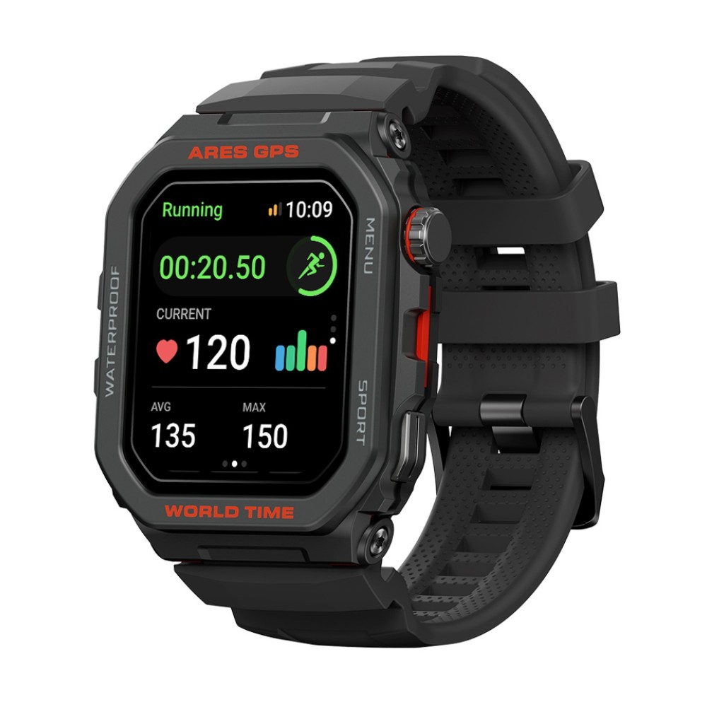 ZEBLAZE smartwatch Ares GPS, heart rate, 1.75 IPS, GPS, 3 ATM, μαύρο