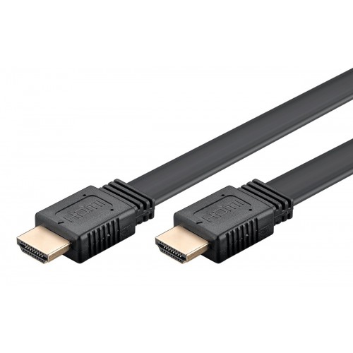 GOOBAY καλώδιο HDMI 2.0 61279, Ethernet flat, 4K/60Hz 18 Gbps, 2m, μαύρο