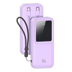 USAMS power bank US-CD212 με καλώδια, 4x έξοδοι, 20000mAh, 20W, μωβ