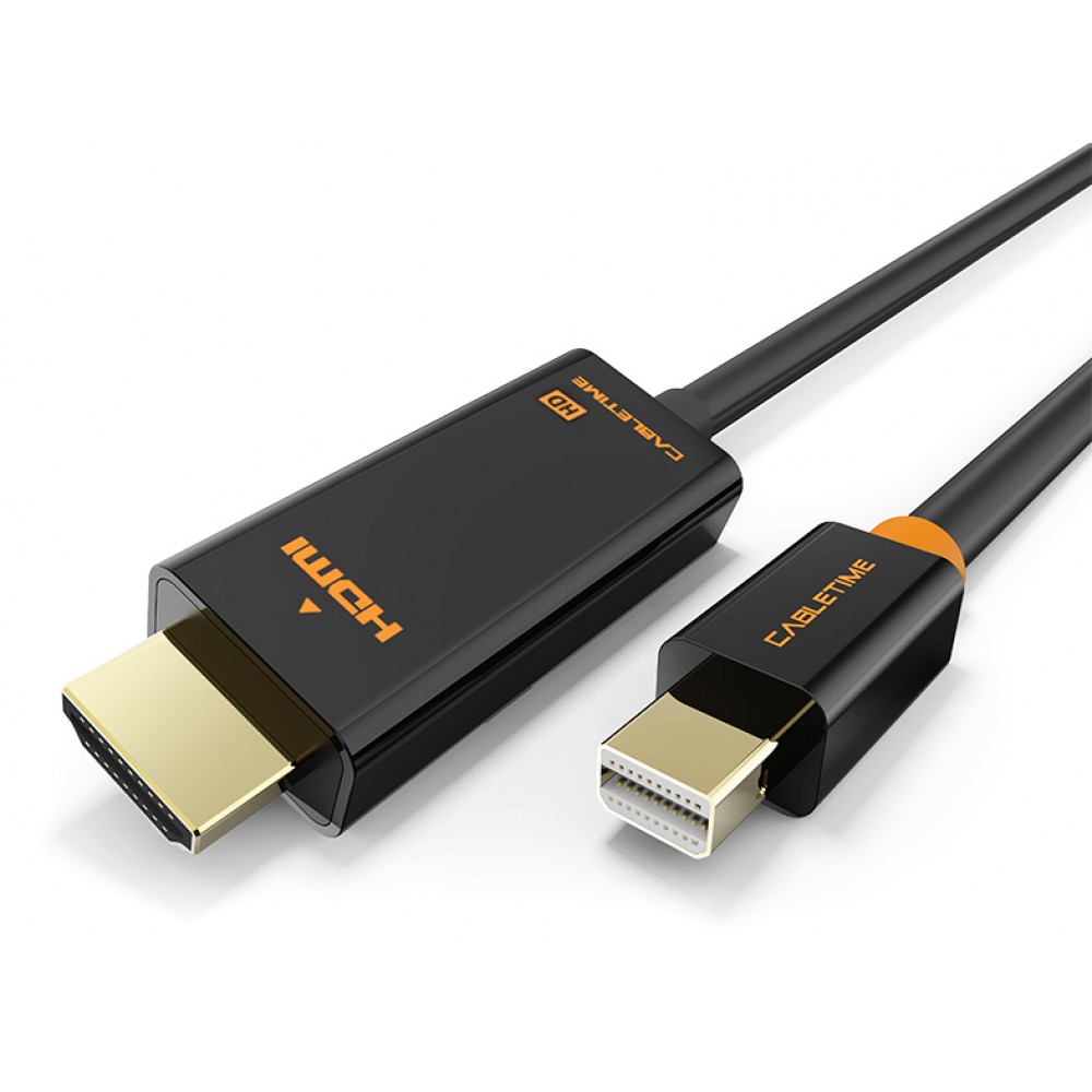 CABLETIME καλώδιο mini DisplayPort σε HDMI CT-AV588-03G, 1080p/60Hz, 1.8m, μαύρο