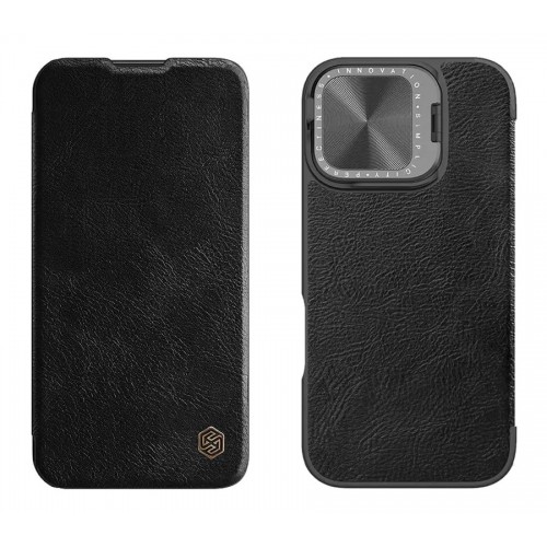 NILLKIN θήκη Qin Prop Leather για iPhone 16, δερμάτινη, μαύρη