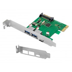 POWERTECH κάρτα επέκτασης PCIe σε 2x USB & 1x USB-C ST627, 5Gbps, 66x68mm