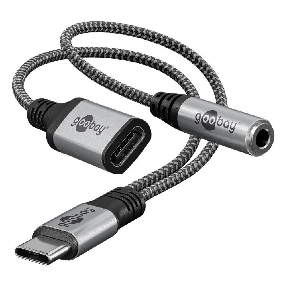 GOOBAY αντάπτορας USB-C σε 3.5mm & USB-C 74524, 60W, 480Mbps, γκρι