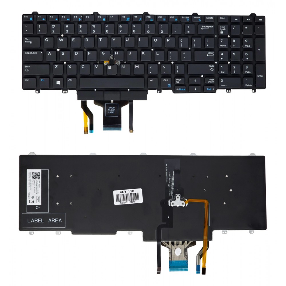 Πληκτρολόγιο για Dell Latitude 5580/5590/5550/5570 Precision 3510/7510/7710 KEY-116 με backlight, US, μαύρο