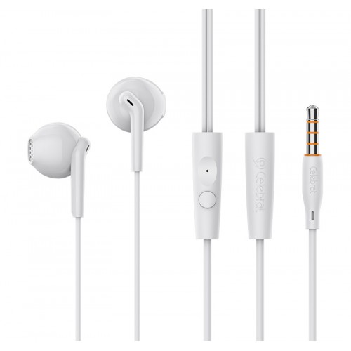 CELEBRAT earphones με μικρόφωνο G34, 3.5mm σύνδεση, 14mm, 1.2m, λευκά