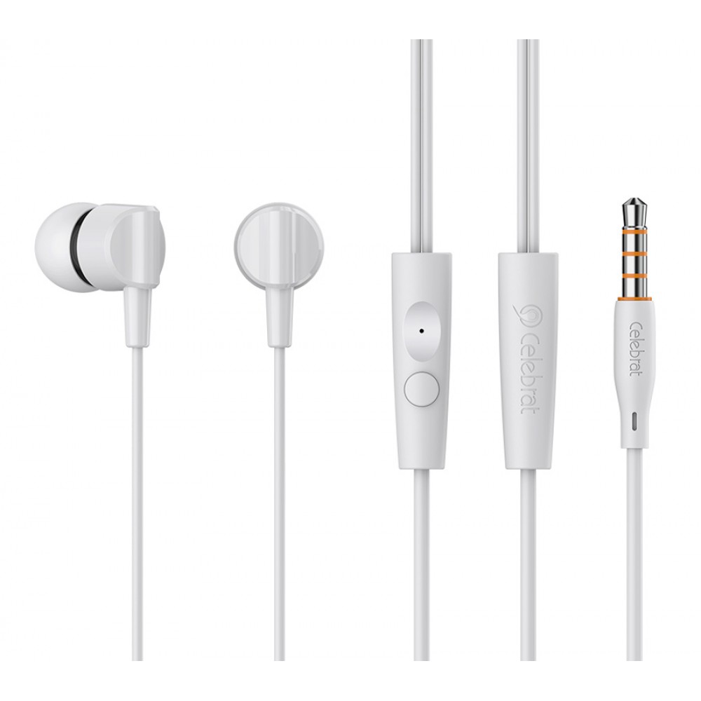 CELEBRAT earphones με μικρόφωνο G35, 3.5mm σύνδεση, 10mm, 1.2m, λευκά