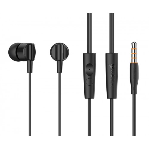 CELEBRAT earphones με μικρόφωνο G35, 3.5mm σύνδεση, 10mm, 1.2m, μαύρα