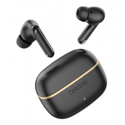 CELEBRAT earphones με θήκη φόρτισης WD03, True Wireless, 13mm, 30/300mAh, μαύρα