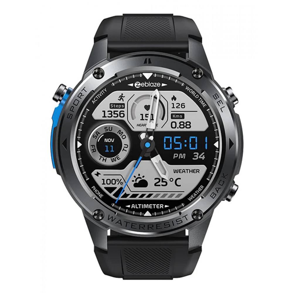 ZEBLAZE smartwatch Stratos 2 Ultra, heart rate, 1.43 AMOLED, GPS, MIL-STD-810H, μαύρο