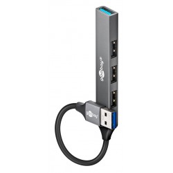 GOOBAY USB hub 74456, 4x θυρών, USB 3.2, 5Gbps, USB σύνδεση, γκρι