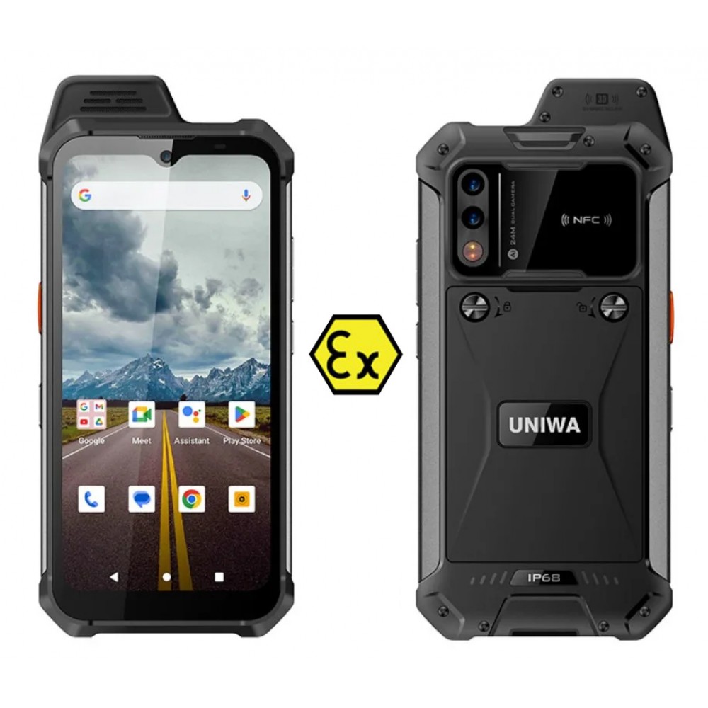 UNIWA smartphone W999, 6.3", 8/128GB , ηχείο 2W, Atex Zone 2, IP68, μαύρο