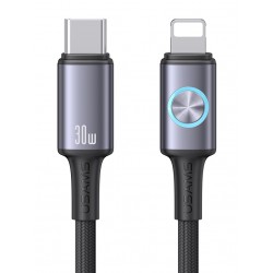 USAMS καλώδιο Lightning σε USB-C SJ753, 30W, 480Mbps, 1.2m, μαύρο