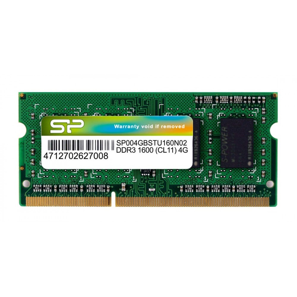 SILICON POWER Μνήμη DDR3 SODimm, 4GB, 1600MHz, PC3-12800, CL11