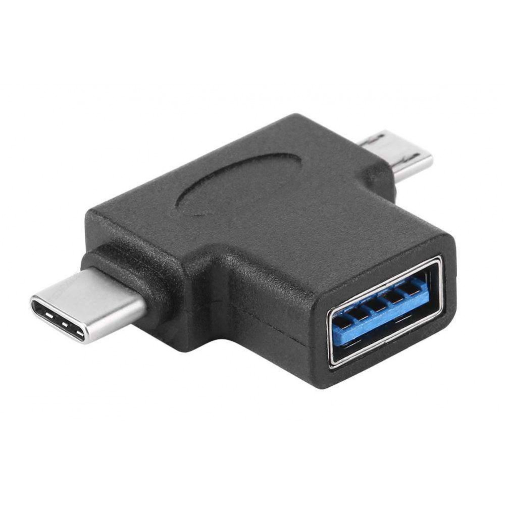 POWERTECH αντάπτορας USB σε USB-C & Micro USB CAB-U117, 5Gbps, μαύρος