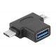 POWERTECH αντάπτορας USB σε USB-C & Micro USB CAB-U117, 5Gbps, μαύρος