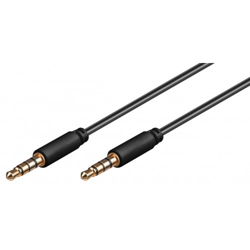 GOOBAY καλώδιο ήχου 3.5mm 63832, 4 pin stereo, copper, 3m, μαύρο