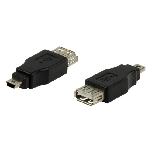 POWERTECH adapter USB 2.0 (F) σε USB Mini (Μ) CAB-U141, μαύρο