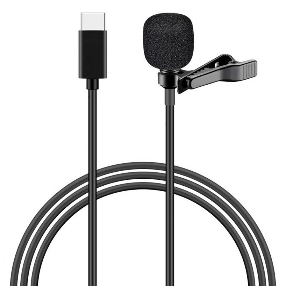 POWERTECH μικρόφωνο CAB-UC048 με ενσωματωμένο clip-on, USB-C, 1.5m μαύρο