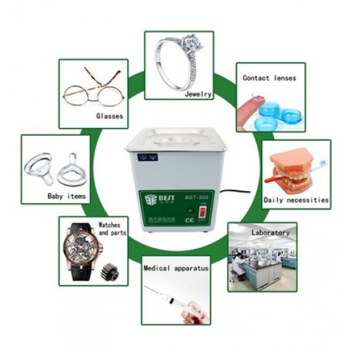 BEST Ultrasonic Cleaner BST-300, Stainless Steel, 50W